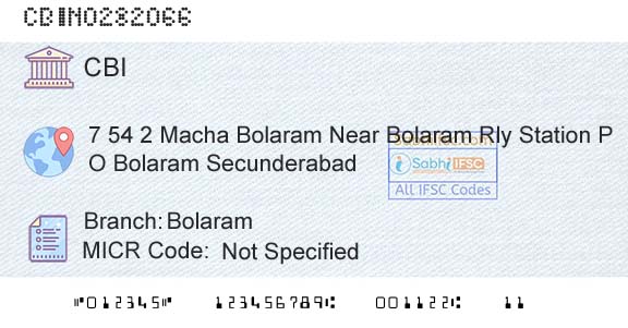 Central Bank Of India BolaramBranch 