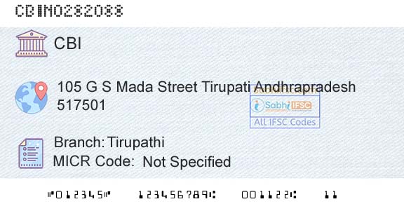 Central Bank Of India TirupathiBranch 