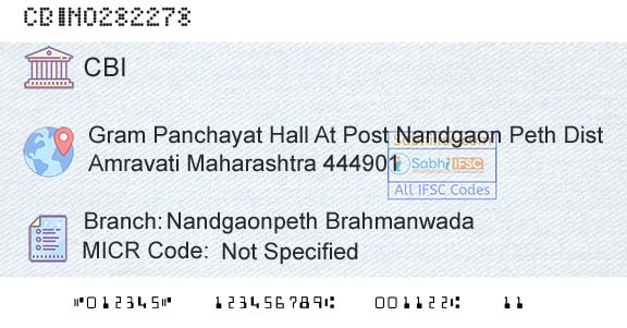 Central Bank Of India Nandgaonpeth Brahmanwada Branch 