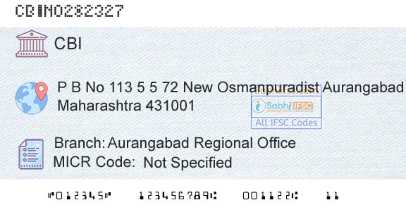 Central Bank Of India Aurangabad Regional OfficeBranch 