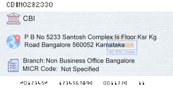 Central Bank Of India Non Business Office BangaloreBranch 