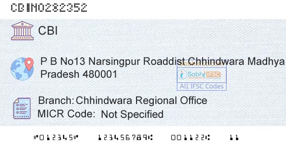 Central Bank Of India Chhindwara Regional OfficeBranch 