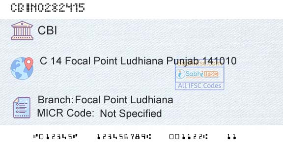 Central Bank Of India Focal Point LudhianaBranch 