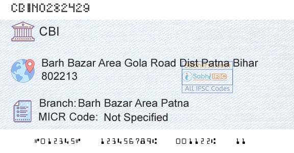 Central Bank Of India Barh Bazar Area Patna Branch 