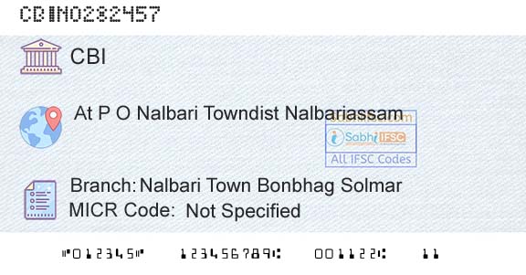 Central Bank Of India Nalbari Town Bonbhag Solmar Branch 