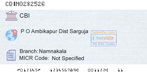 Central Bank Of India NamnakalaBranch 