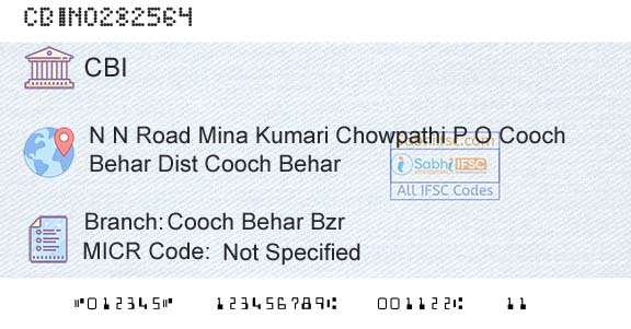 Central Bank Of India Cooch Behar Bzr Branch 