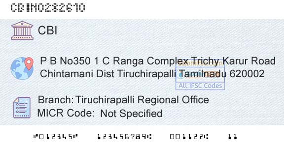 Central Bank Of India Tiruchirapalli Regional OfficeBranch 