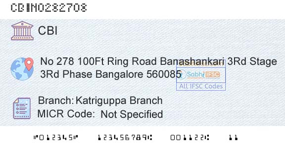 Central Bank Of India Katriguppa BranchBranch 