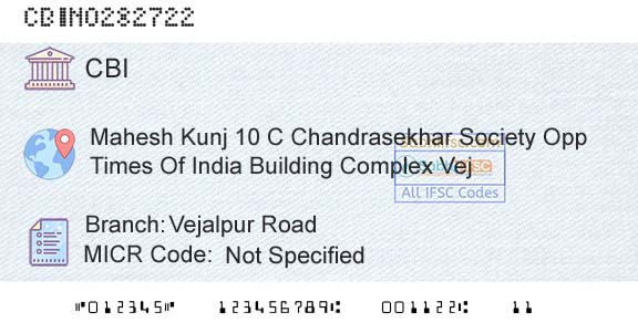 Central Bank Of India Vejalpur RoadBranch 