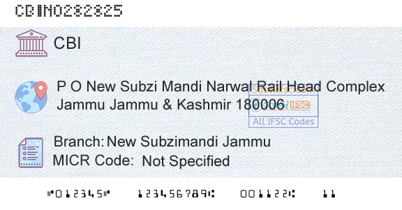 Central Bank Of India New Subzimandi JammuBranch 