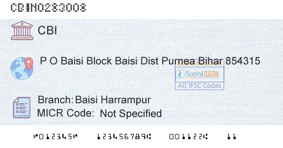 Central Bank Of India Baisi Harrampur Branch 