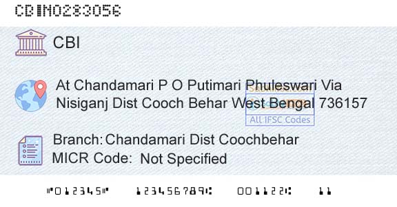Central Bank Of India Chandamari Dist Coochbehar Branch 
