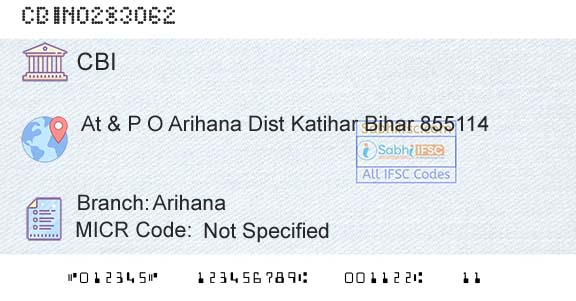 Central Bank Of India ArihanaBranch 