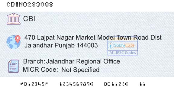 Central Bank Of India Jalandhar Regional OfficeBranch 