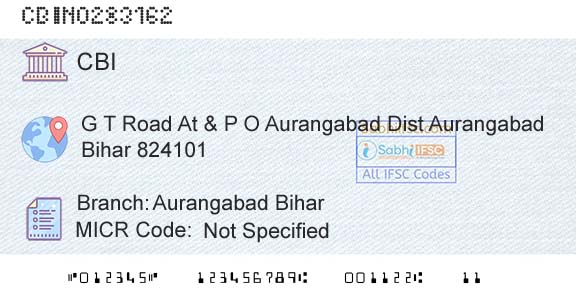 Central Bank Of India Aurangabad Bihar Branch 