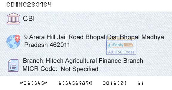 Central Bank Of India Hitech Agricultural Finance BranchBranch 
