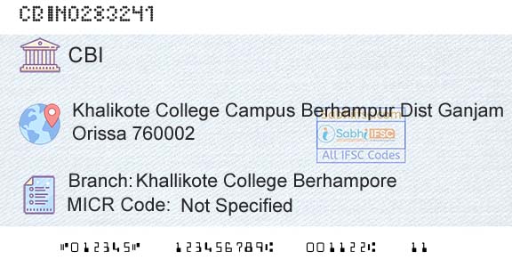 Central Bank Of India Khallikote College BerhamporeBranch 