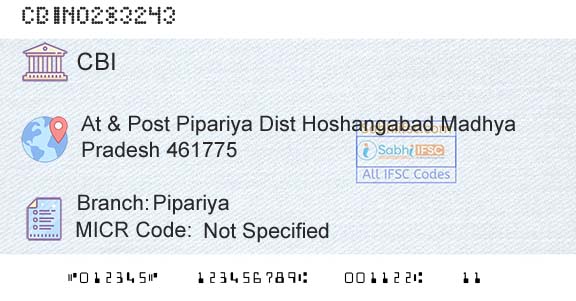Central Bank Of India PipariyaBranch 