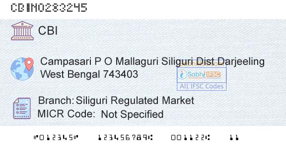 Central Bank Of India Siliguri Regulated MarketBranch 