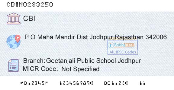 Central Bank Of India Geetanjali Public School JodhpurBranch 