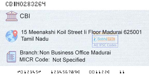 Central Bank Of India Non Business Office MaduraiBranch 