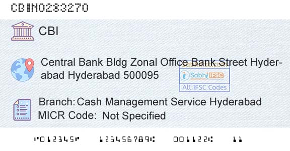 Central Bank Of India Cash Management Service HyderabadBranch 