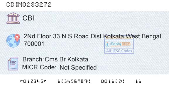 Central Bank Of India Cms Br KolkataBranch 