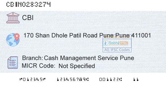 Central Bank Of India Cash Management Service PuneBranch 