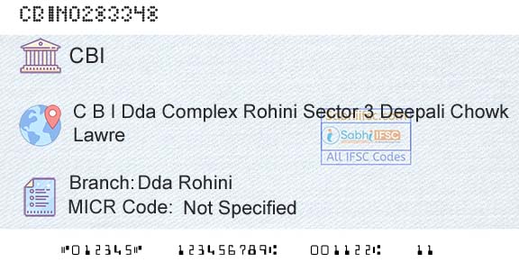 Central Bank Of India Dda RohiniBranch 
