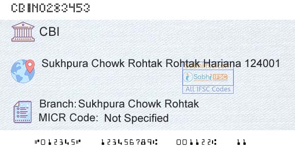 Central Bank Of India Sukhpura Chowk RohtakBranch 