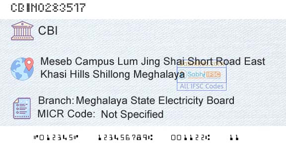 Central Bank Of India Meghalaya State Electricity BoardBranch 