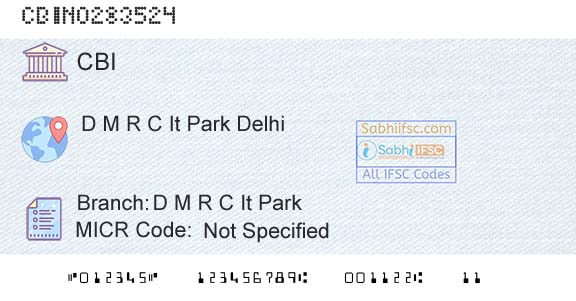 Central Bank Of India D M R C It ParkBranch 