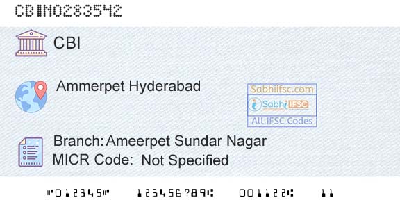 Central Bank Of India Ameerpet Sundar NagarBranch 