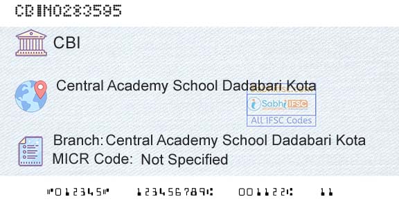 Central Bank Of India Central Academy School Dadabari KotaBranch 