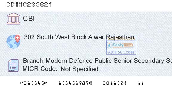 Central Bank Of India Modern Defence Public Senior Secondary School AlwaBranch 