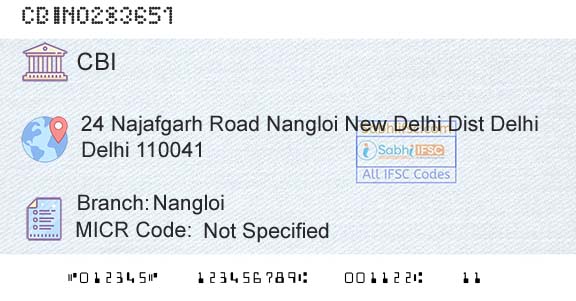 Central Bank Of India NangloiBranch 