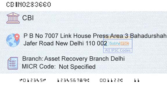 Central Bank Of India Asset Recovery Branch DelhiBranch 