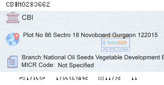 Central Bank Of India National Oil Seeds Vegetable Development BoardBranch 