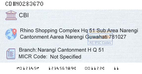Central Bank Of India Narangi Cantonment H Q 51Branch 