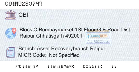 Central Bank Of India Asset Recoverybranch RaipurBranch 