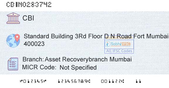 Central Bank Of India Asset Recoverybranch MumbaiBranch 
