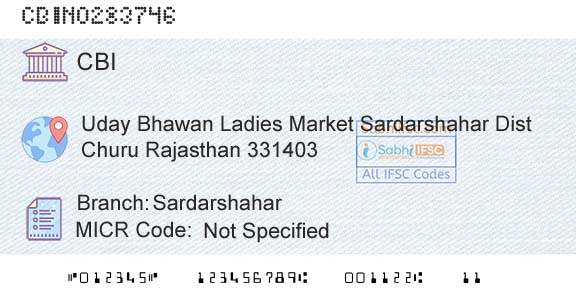 Central Bank Of India SardarshaharBranch 