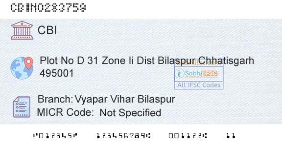 Central Bank Of India Vyapar Vihar BilaspurBranch 