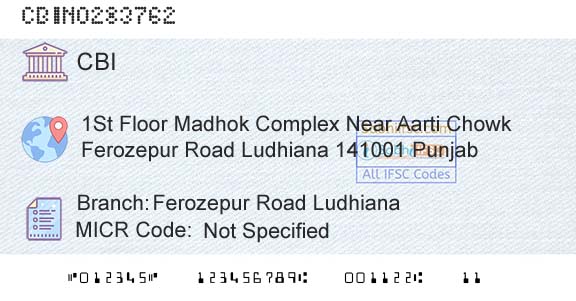 Central Bank Of India Ferozepur Road LudhianaBranch 