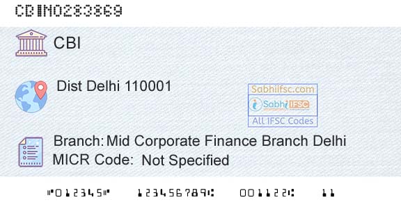 Central Bank Of India Mid Corporate Finance Branch DelhiBranch 