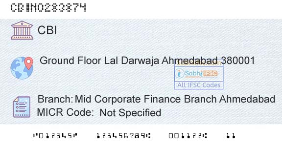 Central Bank Of India Mid Corporate Finance Branch AhmedabadBranch 