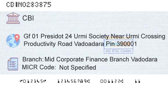 Central Bank Of India Mid Corporate Finance Branch VadodaraBranch 