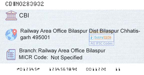 Central Bank Of India Railway Area Office BilaspurBranch 