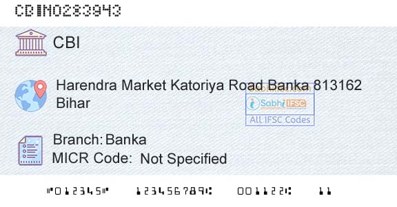 Central Bank Of India BankaBranch 